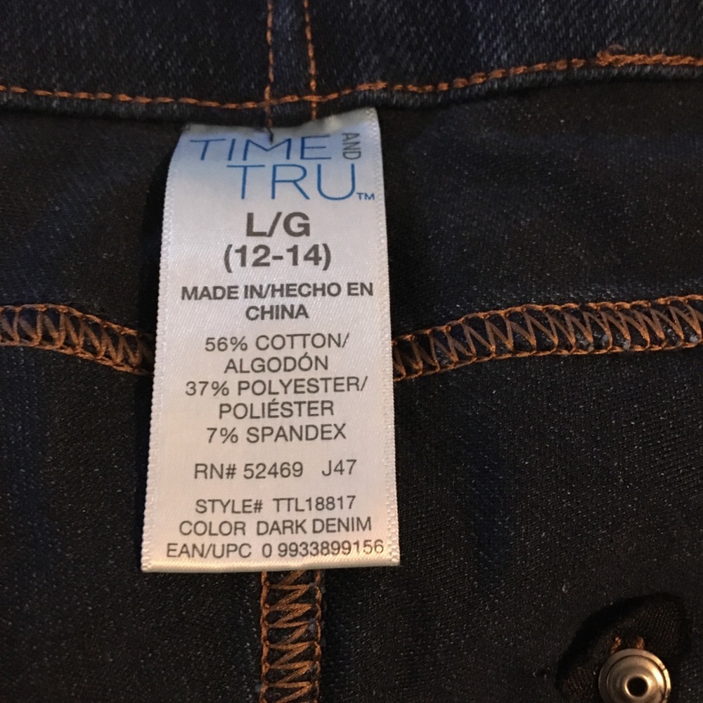 Time and Tru jeans size 12-14 low waist straight leg
